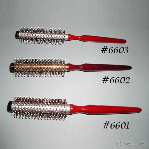 Professional Aluminum Tube Hair Brush, Wooden Handle Hair Brush, Brush Nylon Pin, Hair Salon Brush